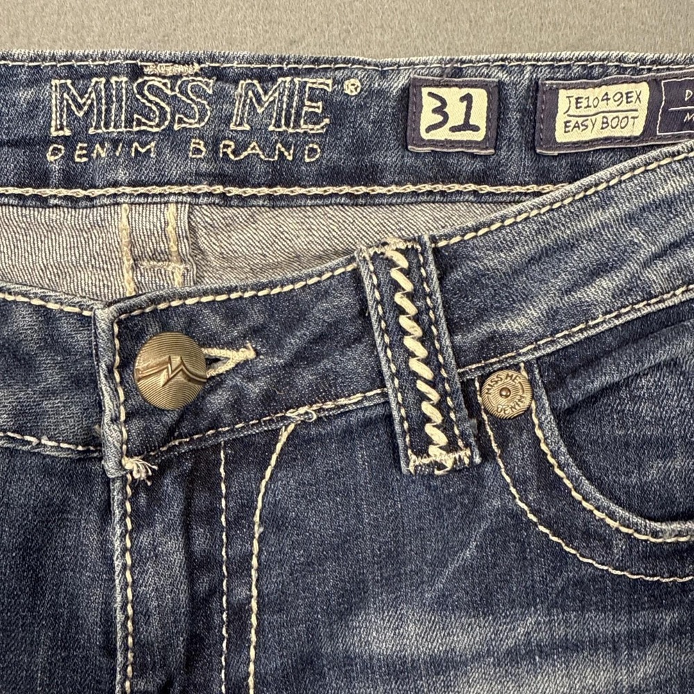 Miss Me jeans womens 33 eASY boot stretch jE1049EX embellished tHICK sTITCH - Picture 8 of 12